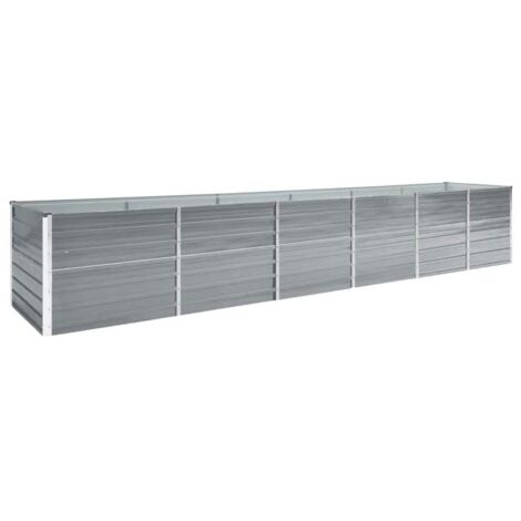 Lit surélevé de jardin-Jardinière surélevée-Bac de jardin surélevé Acier galvanisé 480x80x77 cm Gris