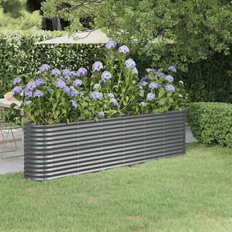 Lit surélevé de jardin-Jardinière surélevée-Bac de jardin surélevé Acier galvanisé Anthracite 159784