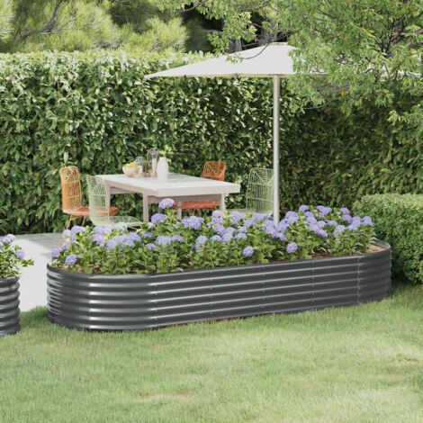 Lit surélevé de jardin-Jardinière surélevée-Bac de jardin surélevé Acier galvanisé Anthracite 365950