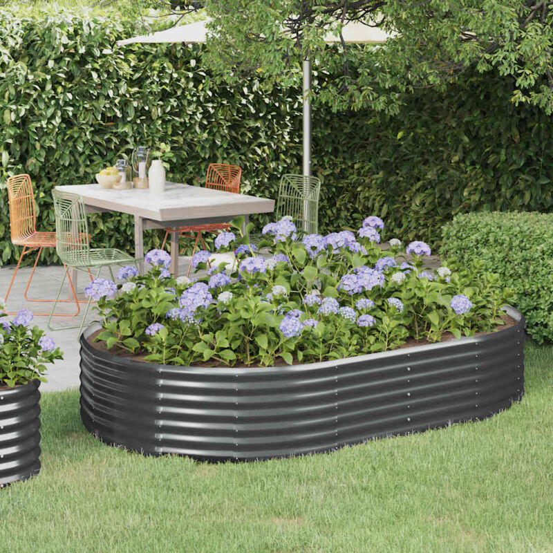 Lit surélevé de jardin-Jardinière surélevée-Bac de jardin surélevé Acier galvanisé Anthracite 374361