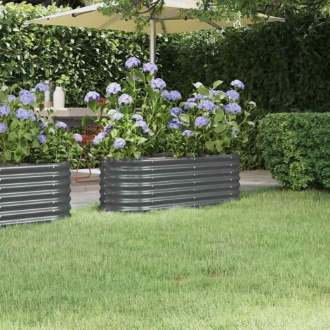 Lit surélevé de jardin-Jardinière surélevée-Bac de jardin surélevé Acier galvanisé Anthracite 435269