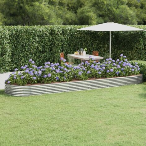 Lit surélevé de jardin-Jardinière surélevée-Bac de jardin surélevé Acier galvanisé Argenté 242589