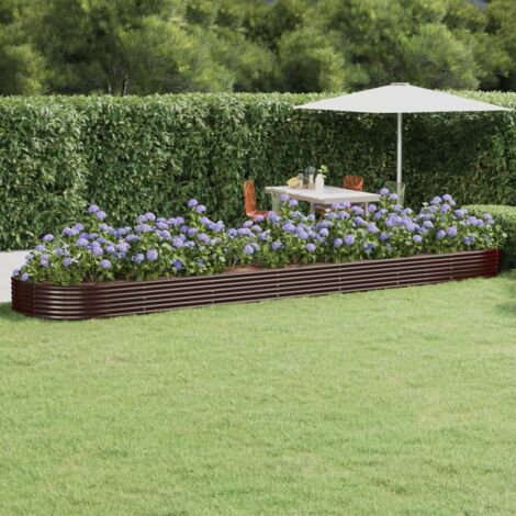 Lit surélevé de jardin-Jardinière surélevée-Bac de jardin surélevé Acier galvanisé marron 154349