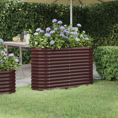 Lit surélevé de jardin-Jardinière surélevée-Bac de jardin surélevé Acier galvanisé marron 244249
