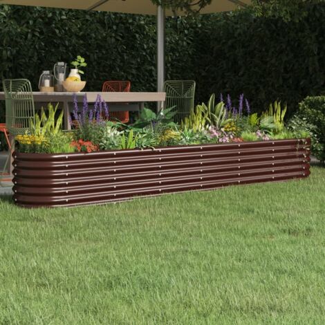 Lit surélevé de jardin-Jardinière surélevée-Bac de jardin surélevé Acier galvanisé marron 657358