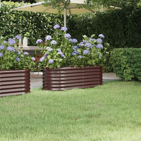 Lit surélevé de jardin-Jardinière surélevée-Bac de jardin surélevé Acier galvanisé marron 698885