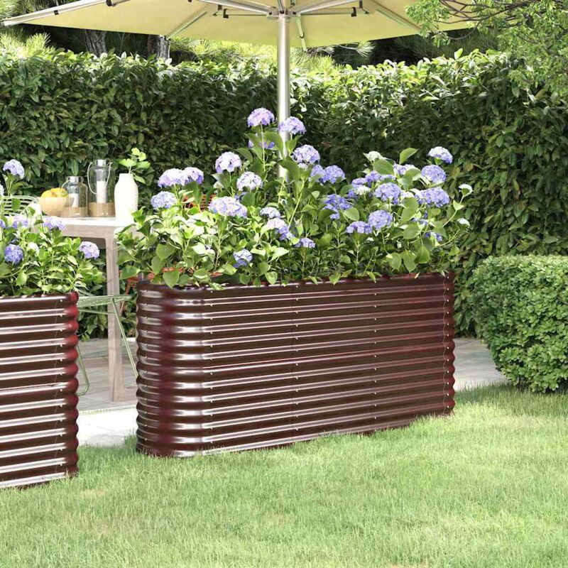 Lit surélevé de jardin-Jardinière surélevée-Bac de jardin surélevé Acier galvanisé marron 763713