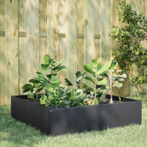 Lit surélevé de jardin-Jardinière surélevée-Bac de jardin surélevé anthracite 100x100x25 cm acier