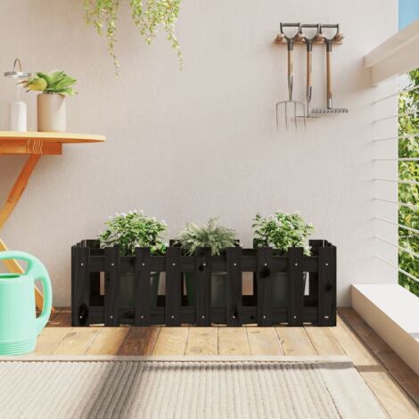 Lit surélevé de jardin-Jardinière surélevée-Bac de jardin surélevé design de clôture 100x30x30cm pin massif 239016