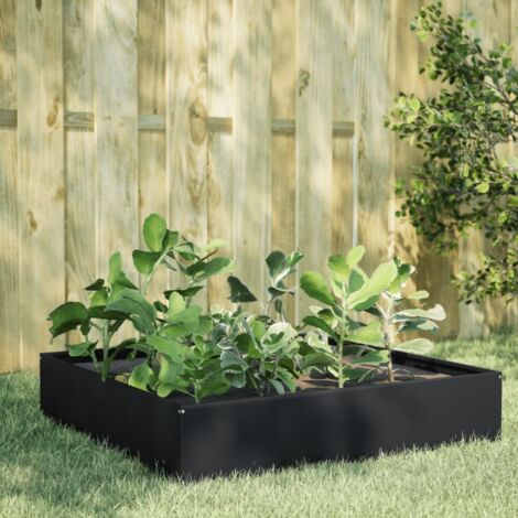 Lit surélevé de jardin-Jardinière surélevée-Bac de jardin surélevé noir 100x100x33,5 cm acier
