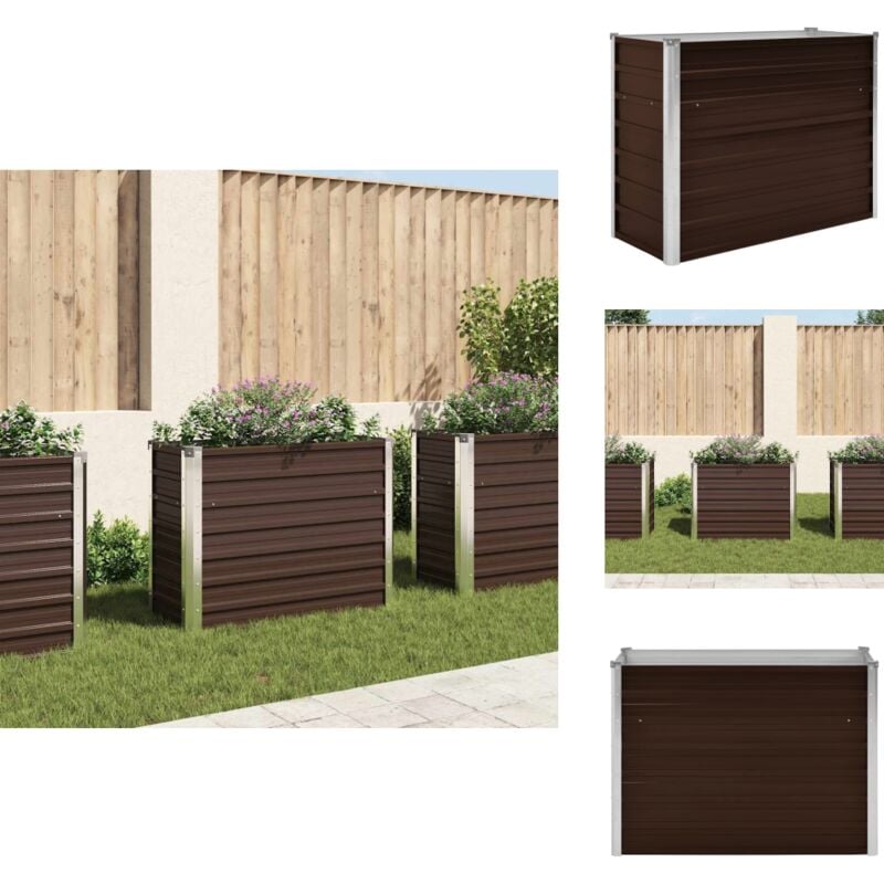 Lit surélevé de jardin Marron 100x40x77 cm Acier galvanisé - Jardinière De Jardin - Pot De Fleurs Extérieur - Bac à Plantation - Lit Surélevé