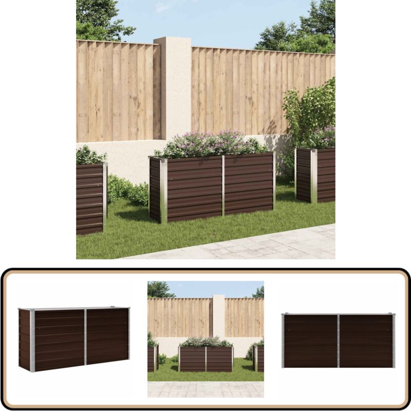 Vidaxl - Lit surélevé de jardin Marron 160x40x77 cm Acier galvanisé - Jardinière - Pot De Fleurs - Bac De Plantation - Jardin Extérieur - Décoration
