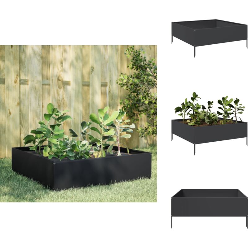 Vidaxl - Lit surélevé de jardin noir 100x100x25 cm acier - Lit Surélevé De Jardin - Lits Surélevés De Jardin - Lit Surélevé - Lit De Jardin Surélevé