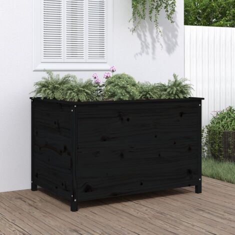 Lit surélevé de jardin noir 119,5x82,5x78 bois de pin massif