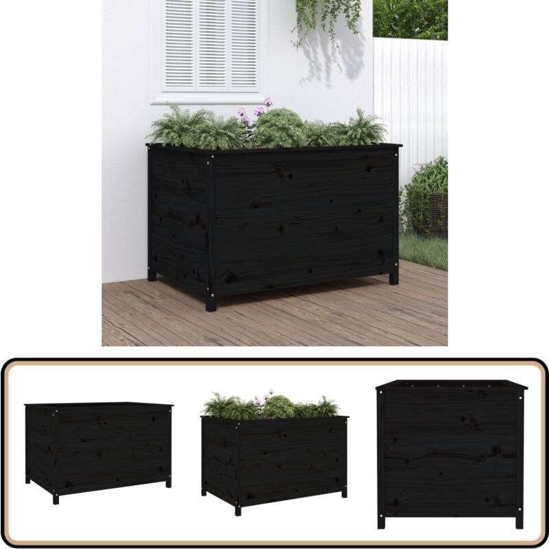 Lit surélevé de jardin noir 119,5x82,5x78 cm bois de pin massif - Lit Surélevé Jardin - Jardinière Bois - Bac Plante Extérieur - Pot Fleuri - Déco