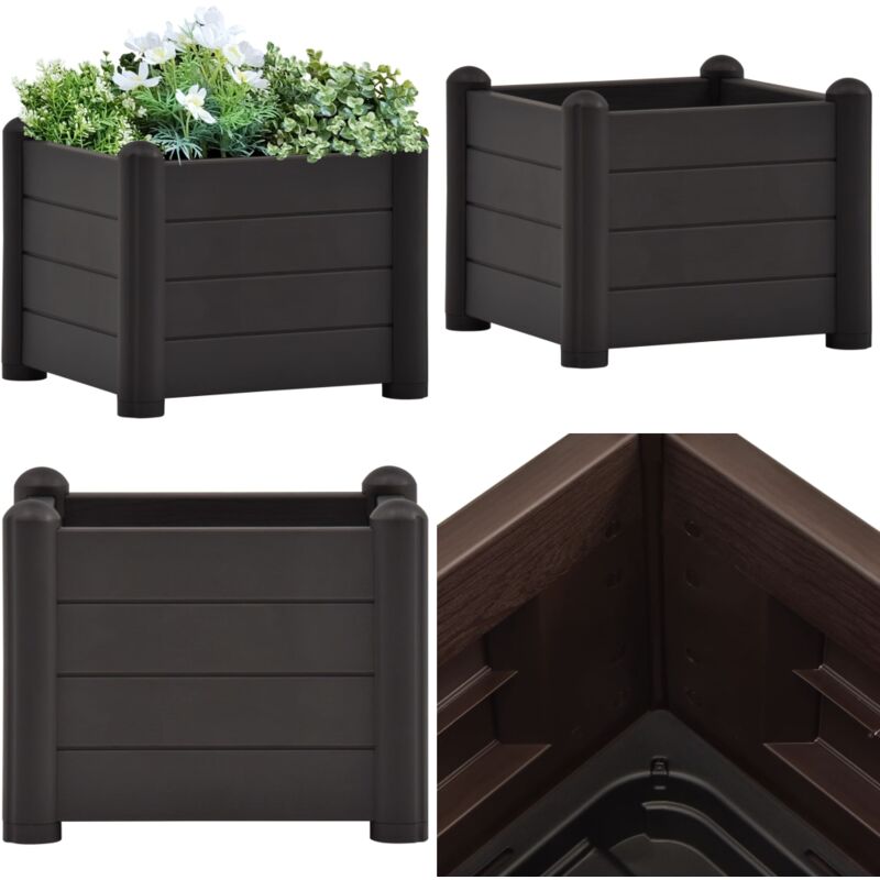 Lit surélevé de jardin pp Anthracite 43x43x35 cm - Jardiniere - Pot De Fleurs - Plante Exterieur - Bac De Culture - Fleurissement Extérieur - Home &
