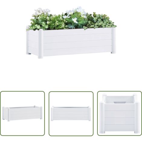 Lit surélevé de jardin PP Blanc 100x43x35 cm