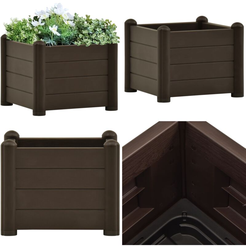 Lit surélevé de jardin PP Moka 43x43x35 cm - Jardiniere Exterieur - Pot Plante Extérieur - Bac Plante - Fleurissement Extérieur - Décoration Jardin