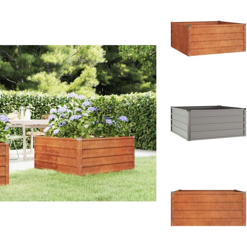 Lit surélevé de jardin rouillé 100x100x45 cm acier corten - Jardiniere Acier Corten - Bac Plante Exterieur - Pot De Fleurs Rustique - Planter