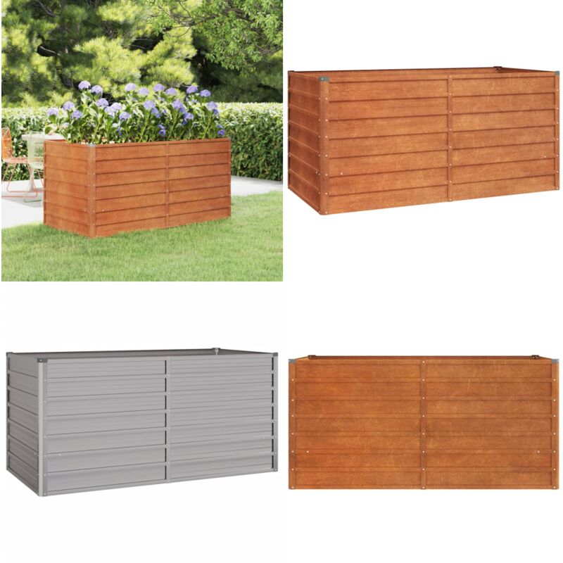 Lit surélevé de jardin rouillé 160x80x77 cm acier corten - Jardiniere - Bac Acier - Plante Exterieur - Pot De Fleurs - Décoration Jardin - Home &
