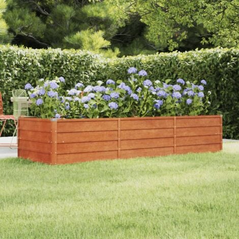 Lit surélevé de jardin rouillé 240x80x45 cm acier corten vidaXL