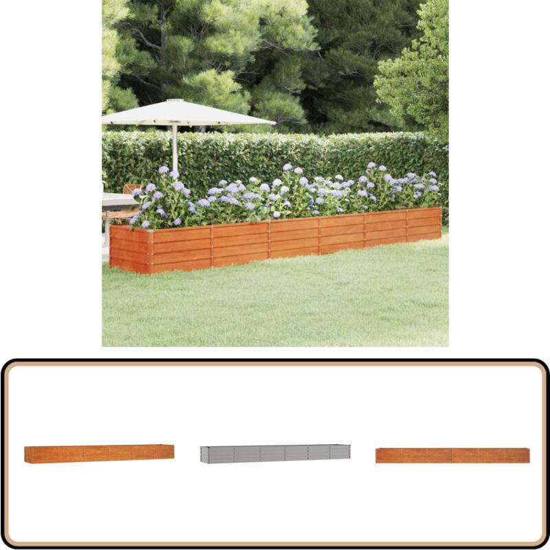 Lit surélevé de jardin rouillé 480x80x45 cm acier corten - Jardiniere Acier Corten - Bac Plante Exterieur - Pot De Fleurs Rustique - Lit Surélevé