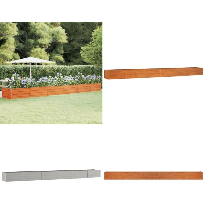 Lit surélevé de jardin rouillé 600x80x45 cm acier corten - Jardiniere Acier Corten - Pot De Fleurs Extérieur - Bac Plante - Planter Métal