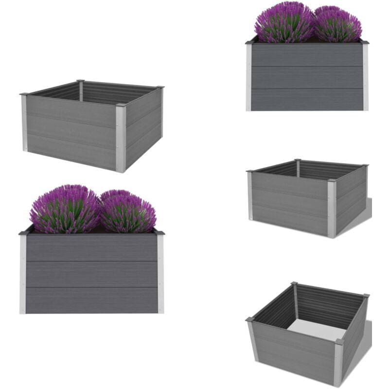 Lit surélevé de jardin wpc 100x100x54 cm Gris - Jardinière Extérieure - Pot De Fleurs - Bac De Plantation - Composite Bois Plastique - Mobilier De