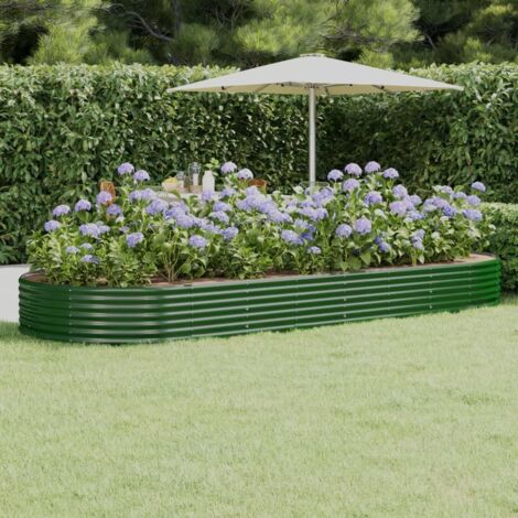 Lit surélevé de jardin，Jardinière，Pot de Fleurs Acier enduit de poudre 373x140x36cm Vert XZZZ891750