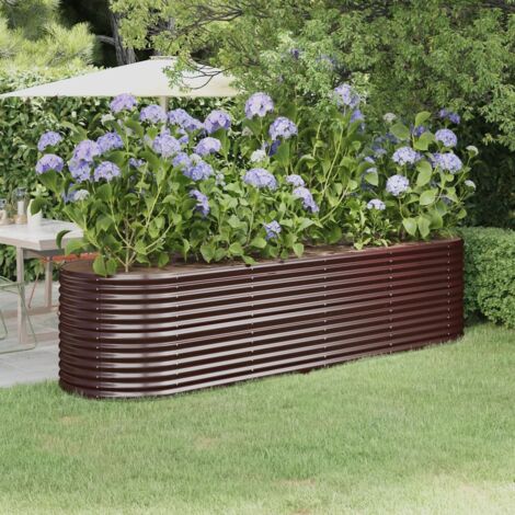 Lit surélevé de jardin，Jardinière，Pot de Fleurs Acier enduit de poudre marron XZZZ283625