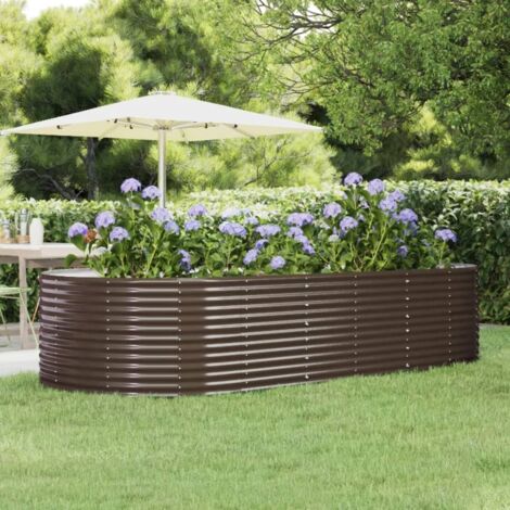Lit surélevé de jardin，Jardinière，Pot de Fleurs Marron Acier enduit de poudre XZZZ444949