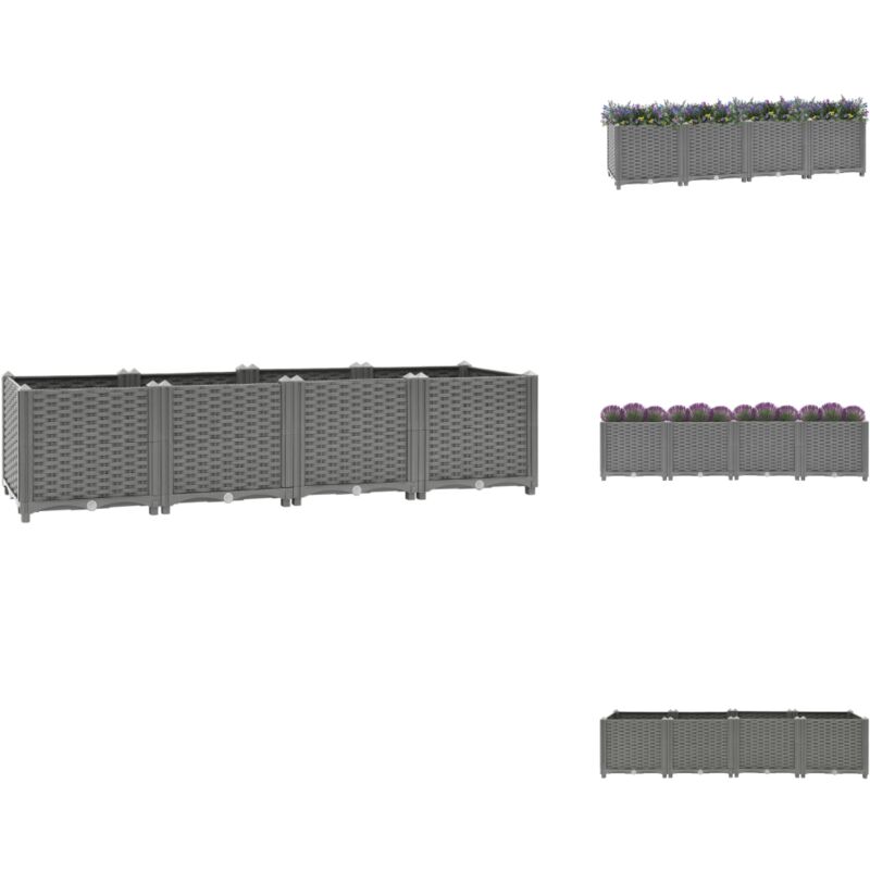 Lit surélevé gris clair 160x40x38 cm Polypropylène - Jardin - Pots De Fleurs - Bacs À Fleurs - Décoration Extérieure - Plante