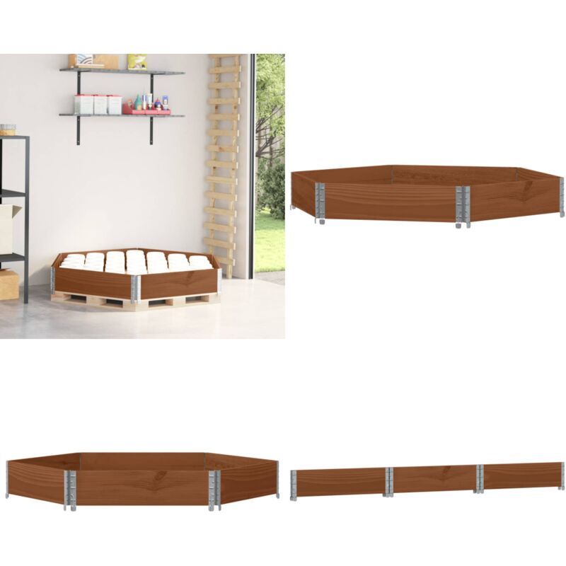 Lit surélevé hexagonale marron 160x160 cm bois pin massif - Jardin Extérieur - Jardinière Hexagone - Bac à Plantation - Lit Surélevé - Jardinerie