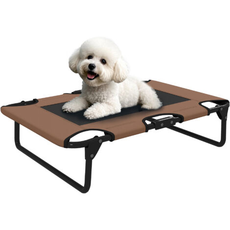 Lit surélevé pliable pour chien, canapé extérieur avec filet, marron Oxford 75 x 51 x 18 cm