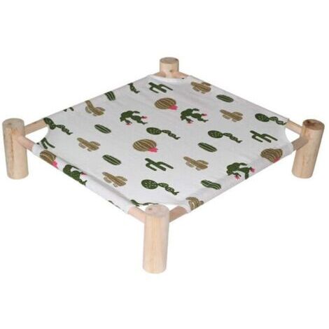 Lit surélevé pour animaux de compagnie, lit de camping surélevé portable, lit pour chat, lit d'été, en maille respirante lavable, lit pour chat antidérapant en bois