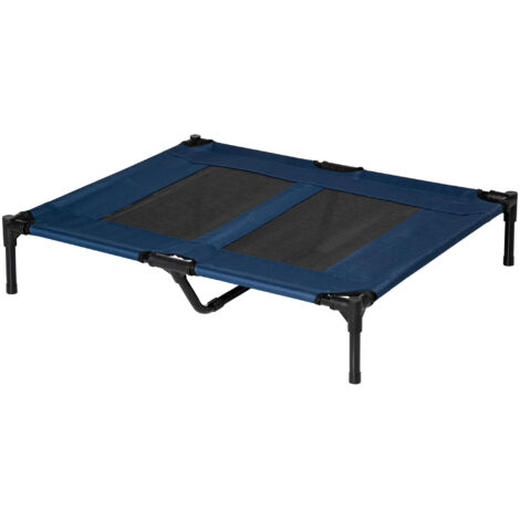 Lit surélevé pour chien en tissu 600D et filet, couchage de voyage pour grand chien jusqu'à 30 kg, 91,5x76,2x18 cm, bleu
