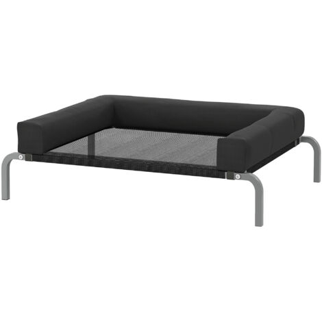 Lit surélevé rafraîchissant pour chien, lit de camp intérieur extérieur portable 90x65x30 cm noir