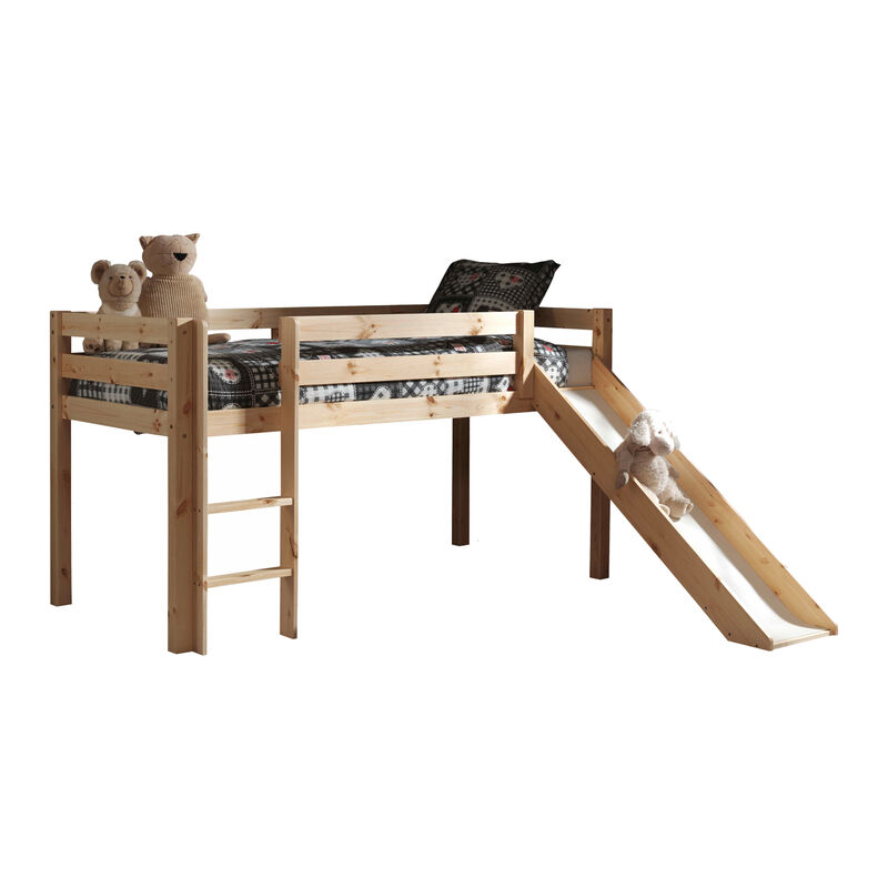 M&s - Lit Mi-Hauteur 90x200 avec Toboggan Sommier Inclus Vipack Pino - Bois