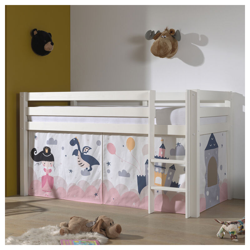 M&s - Lit Mi-Hauteur 90x200 sommier inclus housse Fairy Vipack Pino Blanc