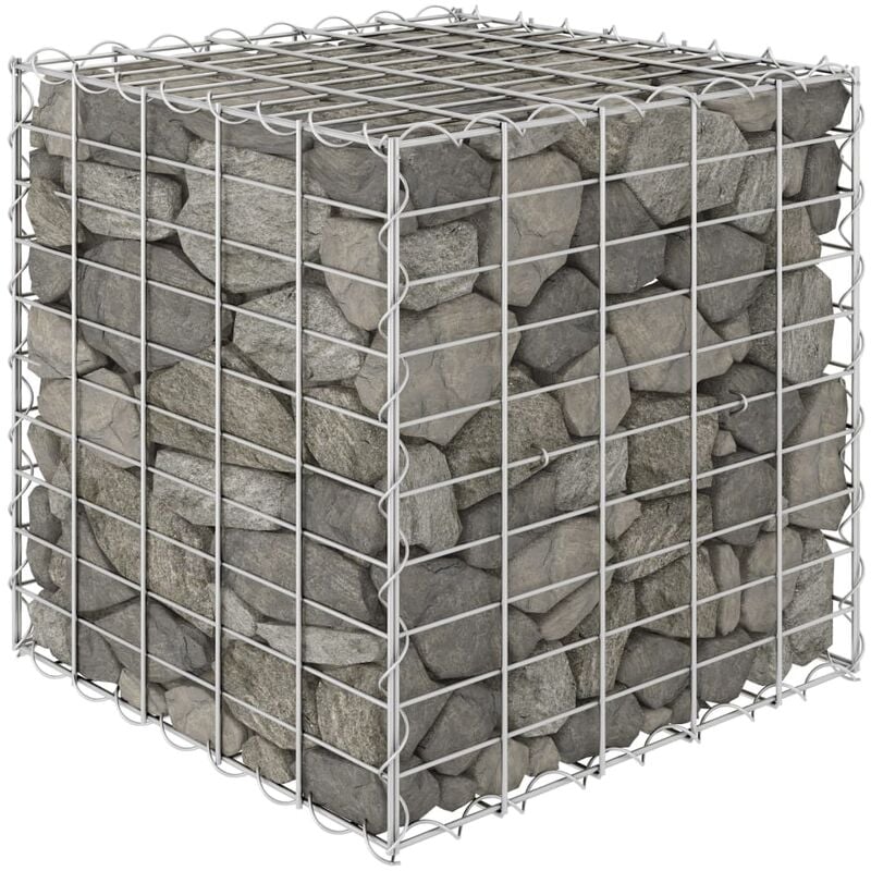 lit surélevé cube à gabion fil d'acier 50x50x50 cm - argent
