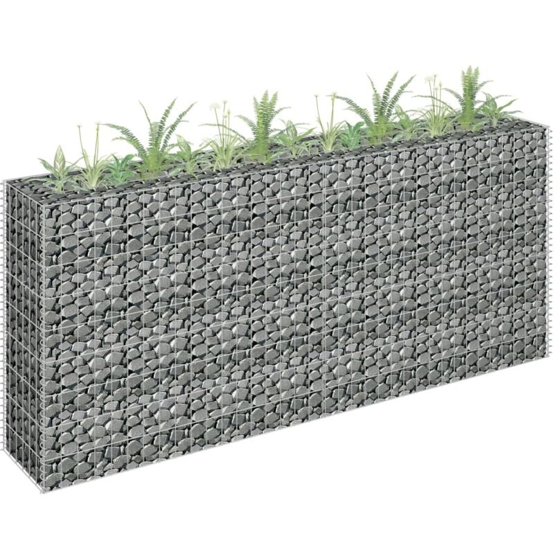 Jardinière Bac A Fleur Lit surélevé à gabion Acier galvanisé 180x30x90 cm 28420