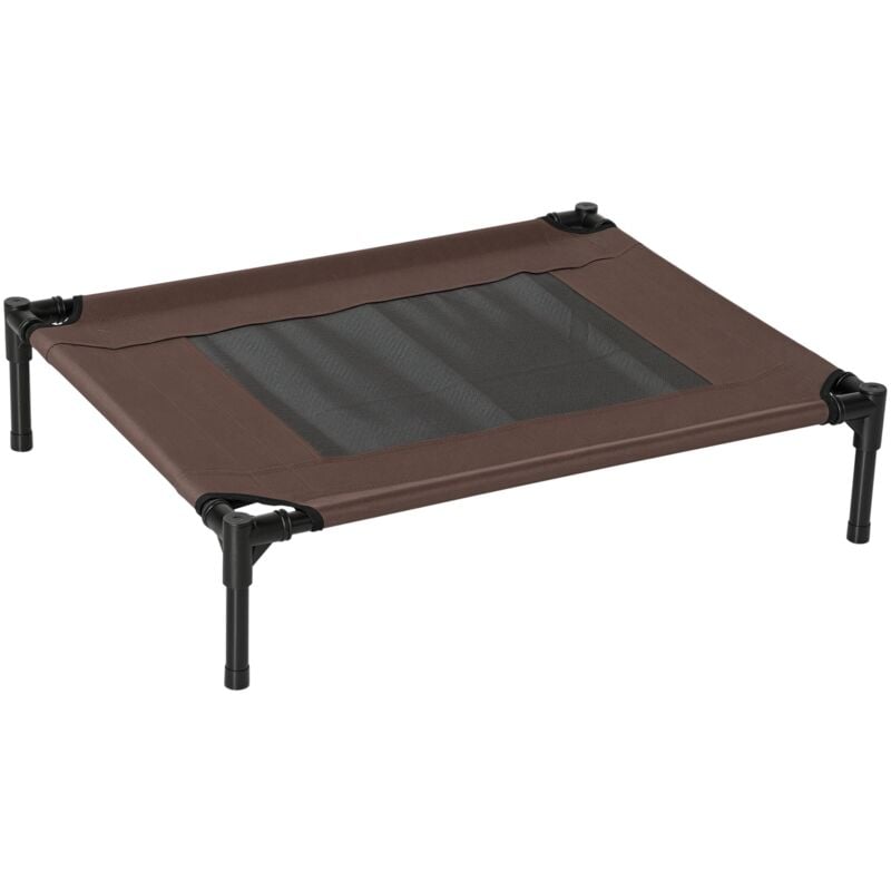 Lit pour chien chat sur pieds tissu oxford textilène micro-perforé 76L x 61l x 18H cm marron noir