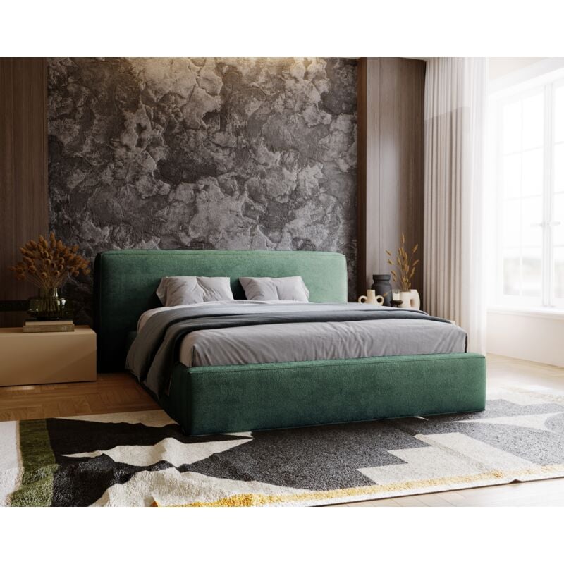 Lit avec rangement 140x200 Vitoria, Lit Double - Design Moderne - Vert (Symphony 12)