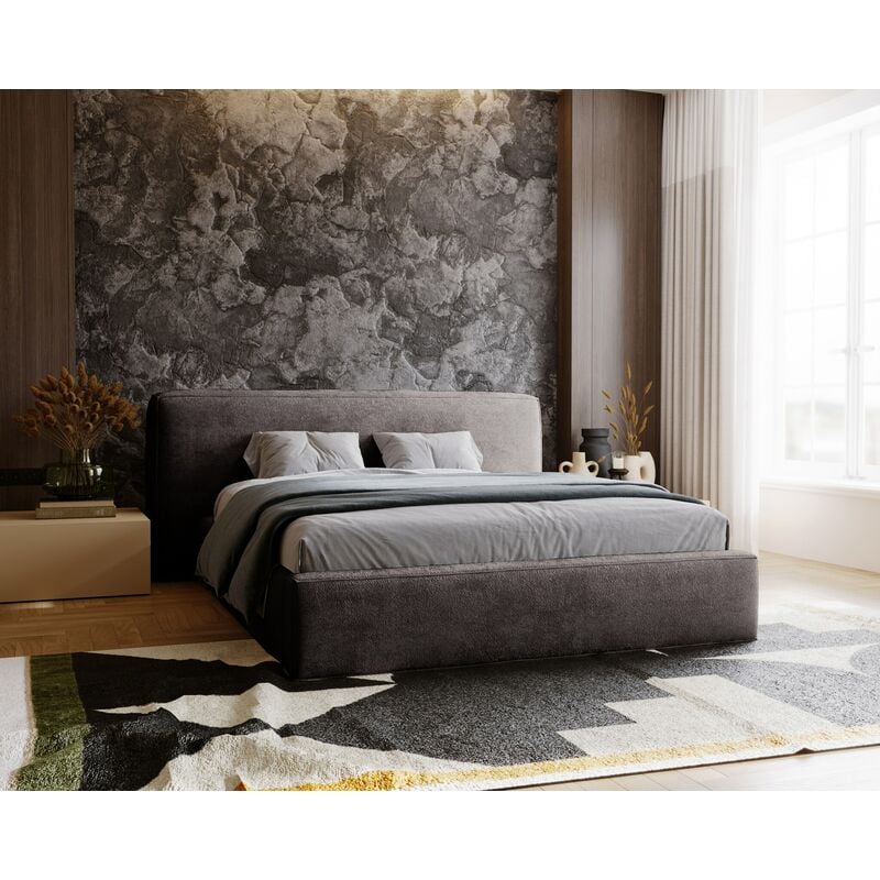 Lit avec rangement 140x200 Vitoria, Lit Double - Design Moderne - Gris foncé (Symphony 20)