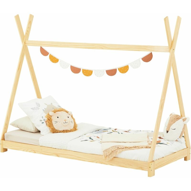 Idimex - Lit tipi elin, 90 x 200 cm en pin massif finition naturelle