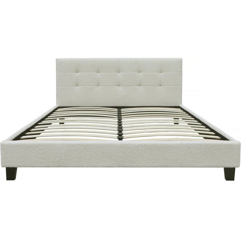 Habitat Et Jardin - Lit tissu bouclette 'Julia' 140x190cm - Crème