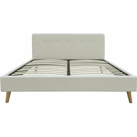 HABITAT ET JARDIN Lit tissu bouclette "Nemo" 140x190 - Crème