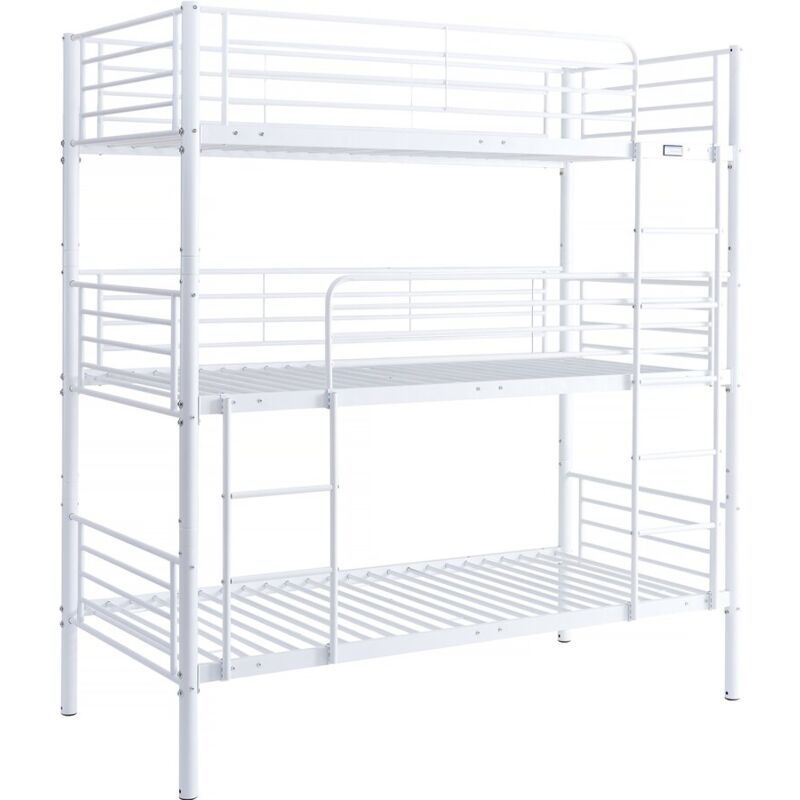 Lit triple superposé metal "Havin" - 90 x 190 cm - Blanc