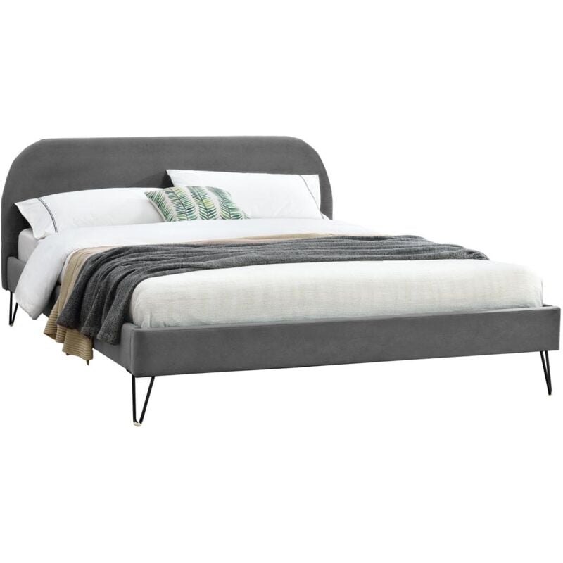 Lit velours Phoenix pied épingle