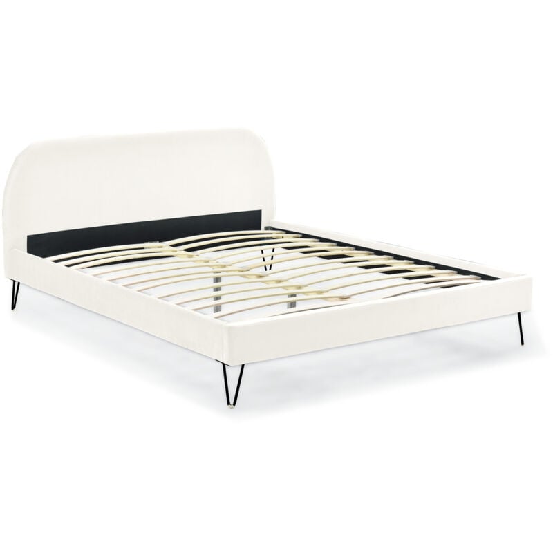 Concept-usine - phoenix - Lit velours beige 160x200 cm